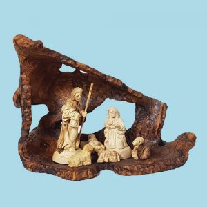 Grotto with the sheep on the top, one of a kind including the Holy Family with three sheep
