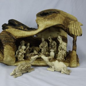HAND CARVED OLIVE WOOD NATIVITY SCENE NATIVITY SETS WITH GROTTO One of a KindO1.