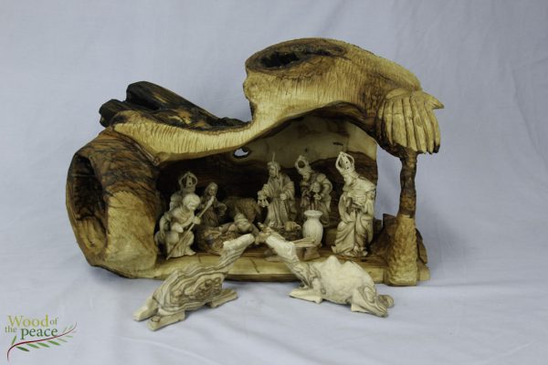 HAND CARVED OLIVE WOOD NATIVITY SCENE NATIVITY SETS WITH GROTTO One of a KindO1.