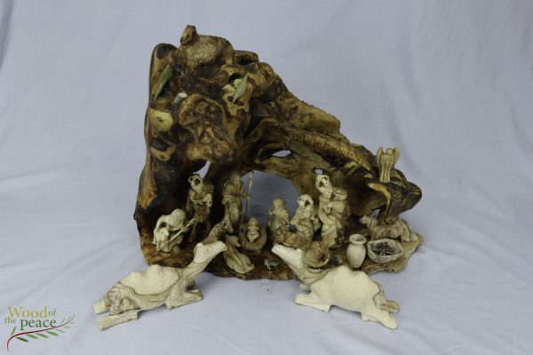 HAND CARVED OLIVE WOOD NATIVITY SCENE NATIVITY SETS WITH GROTTO One of a Kind O2