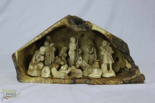 HAND CARVED OLIVE WOOD NATIVITY SCENE NATIVITY SETS WITH GROTTO One of a Kind M18