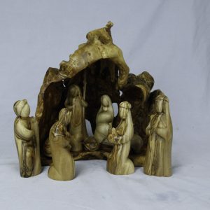 Grotto with sheep on top from the roots. One of a kind. Nativity Figures Abstract A2. Size. 12.6 ? 10.3