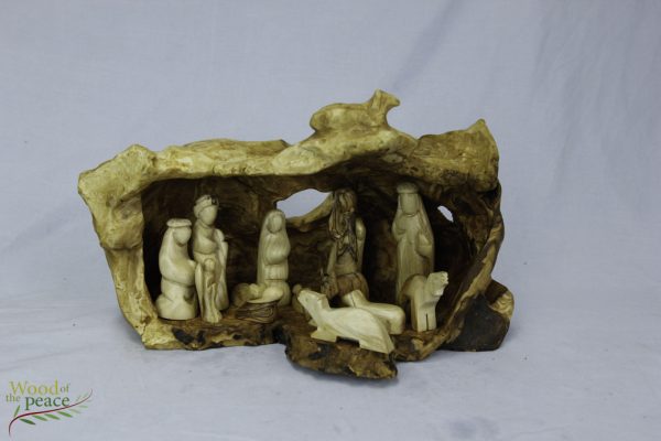HAND CARVED OLIVE WOOD NATIVITY SCENE NATIVITY SETS WITH GROTTO One of a Kind