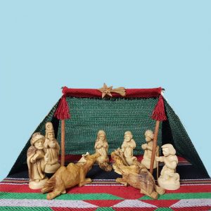Nativity set inside bedouin tent