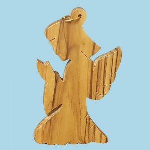 Olive Wood praying Angel as Christmas Ornament
