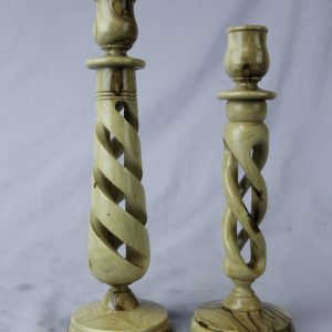 Olive Wood SPIRAL CANDLE Hand Made