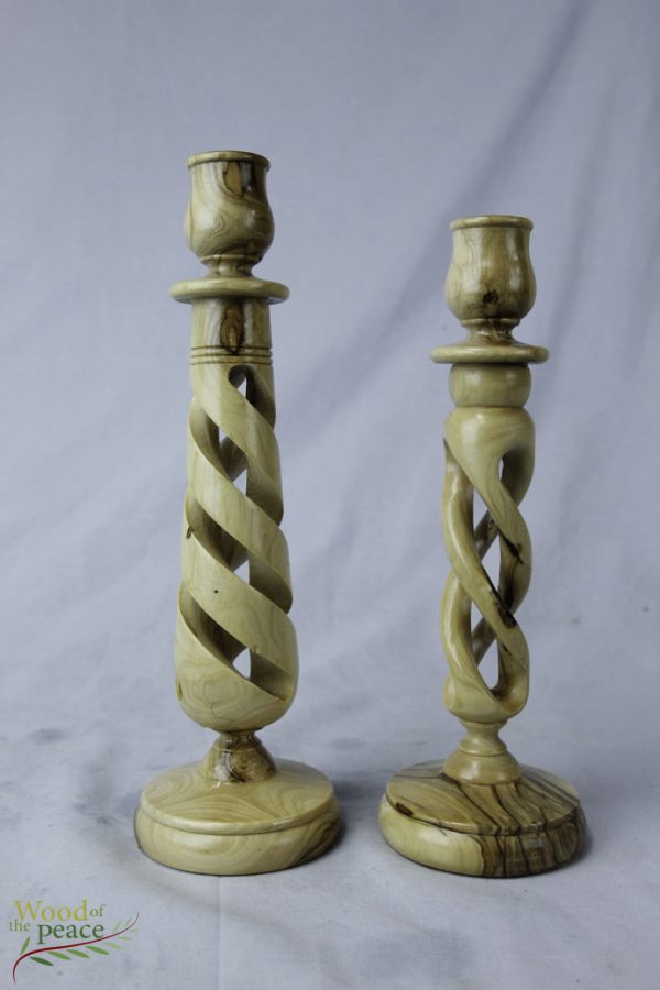 Olive Wood SPIRAL CANDLE Hand Made