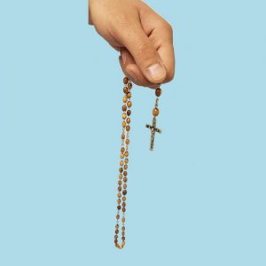 wooden Rosary beads with chain and metalic cross