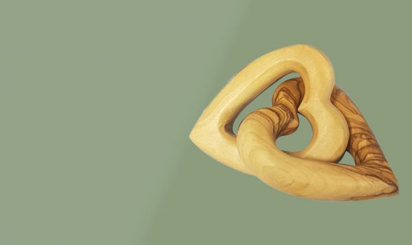 Olive Wood Crisscross Hearts
